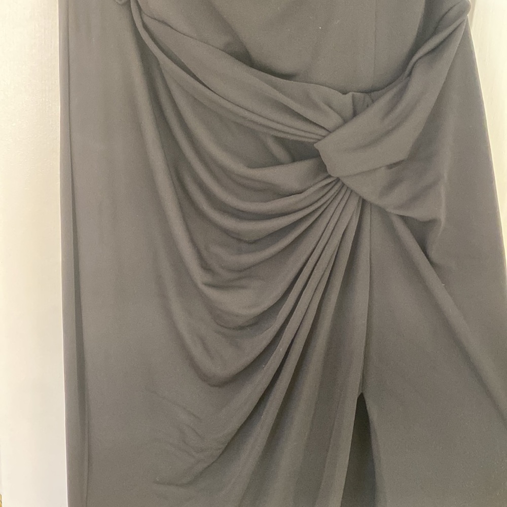 NOCTURNE LONG SLIT DRESS WITH FEATHERS - Picture 6 of 7